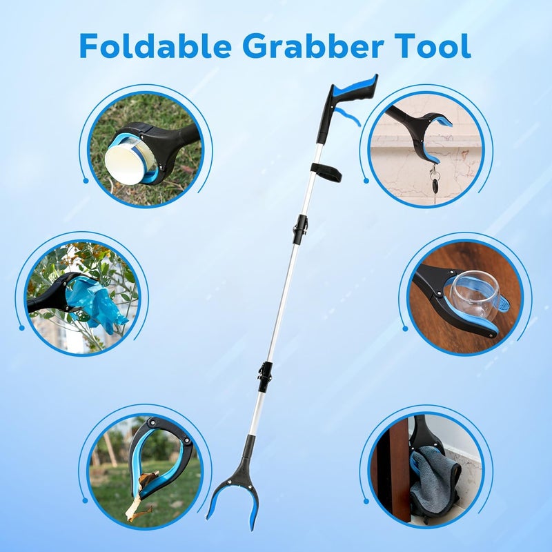 POPDA Grabber Reacher Tool - 43” Extra Long Foldable Gripper and Reaching Tool - Heavy Duty Pick Up Stick Grabbers for Seniors, Trash, Surgery Recovery Must Haves Gifts (Blue-43in) - Image 5